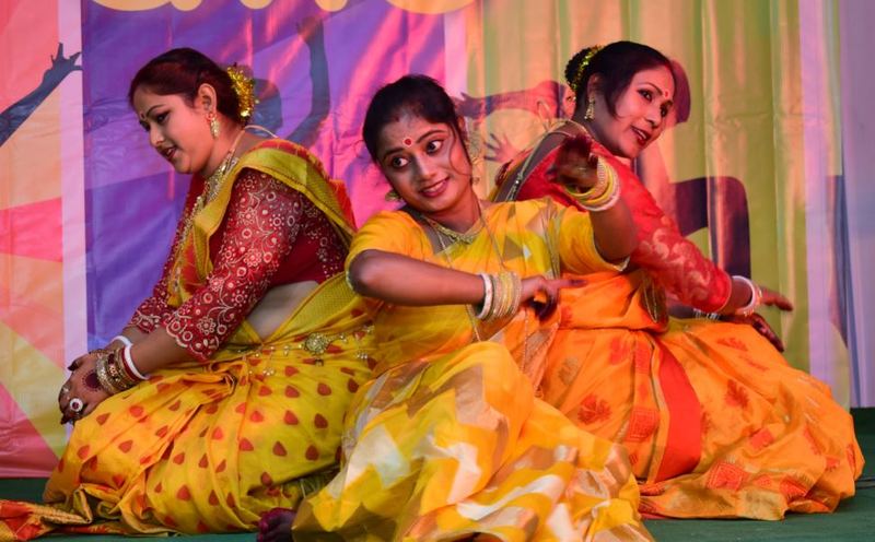 Students performing a classical dance at the annual function